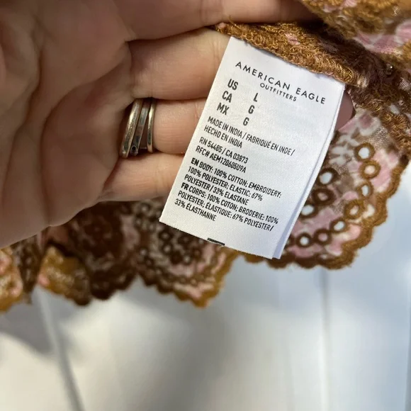 NWT American Eagle Floral Ruffle sleeve babydoll cropped top size large - Picture 5 of 8